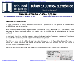 TJ-GO DIÁRIO DA JUSTIÇA ELETRÔNICO - EDIÇÃO 638