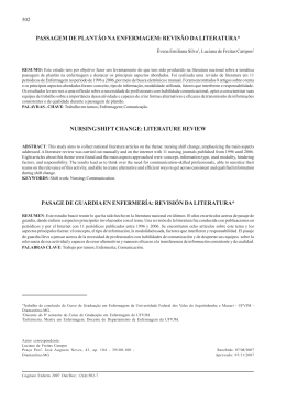 passagem de plant&atilde;o na enfermagem