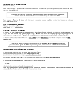 INFORMATIVO DE REMATR&Iacute;CULA Prezado Acad&ecirc;mico