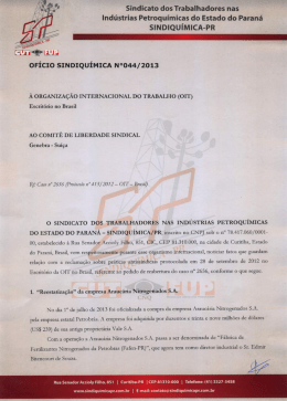 Sindiqu&iacute;mica denuncia &agrave; OIT sobre pr&aacute;ticas