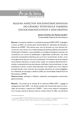 Alguns aspectos sociointeracionistas do g&ecirc;nero videoaula: padr&otilde;es