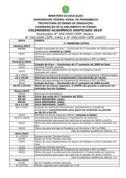 CALENDÁRIO ACADÊMICO UNIFICADO 2010 Resoluções No 594