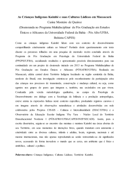 As Crian&ccedil;as Ind&iacute;genas Kaimb&eacute; e suas Culturas L&uacute;dicas em
