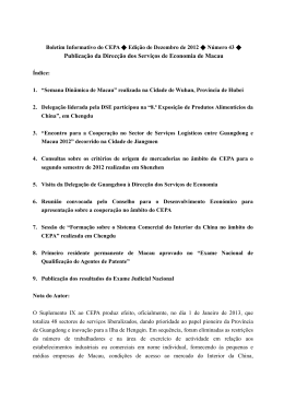 Publicação da Direcção dos Serviços de Economia de Macau