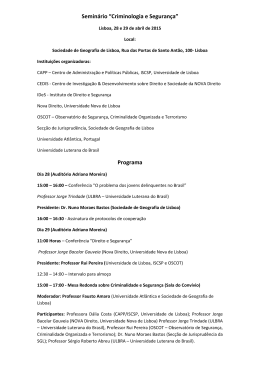 Seminário “Criminologia e Segurança” Programa