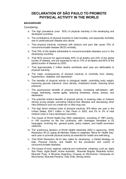 declaration of s&atilde;o paulo to promote physical activity in the world