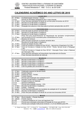 CALENDÁRIO ACADÊMICO DO ANO LETIVO DE 2015