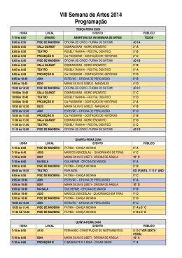 programa&ccedil;&atilde;o semana de artes