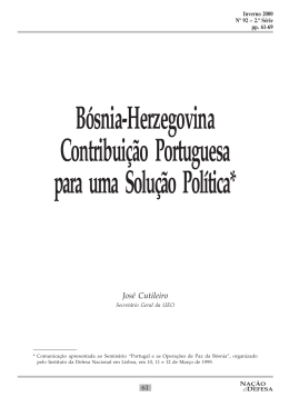 Bósnia-Herzegovina Contribuição Portuguesa para uma Solução