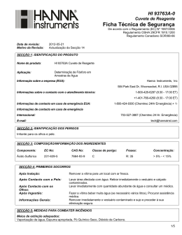 Ficha de Seguran&ccedil;a - Hanna Instruments Portugal