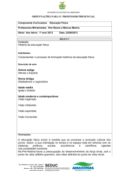 Roteiro da Educa&ccedil;&atilde;o F&iacute;sica Aula 2.1 e 2.2