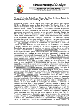 26&ordf; Sess&atilde;o Ordin&aacute;ria - C&acirc;mara Municipal de Alegre