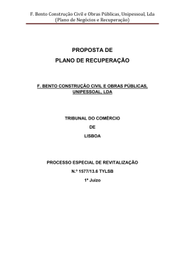 F. Bento Constru&ccedil;&atilde;o Civil e Obras P&uacute;blicas, Unipessoal, Lda (Plano