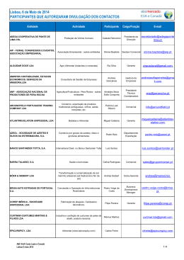 Lisboa, 6 de Maio de 2014 PARTICIPANTES QUE AUTORIZARAM