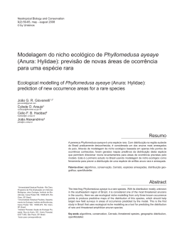 Modelagem do nicho ecológico de Phyllomedusa ayeaye (Anura