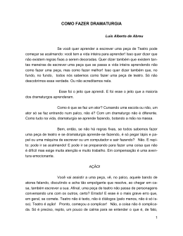 COMO FAZER DRAMATURGIA - Encontros de Dramaturgia