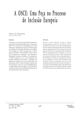 A OSCE: Uma Peça no Processo de Inclusão Europeia