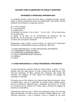 Roteiro Para Elabora&ccedil;&atilde;o de Pe&ccedil;as e Quest&otilde;es da