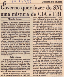Governo quer fazer do SNI uma mistura de CIA e FBI