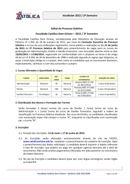 Vestibular 2015 / 2º Semestre Edital do Processo Seletivo