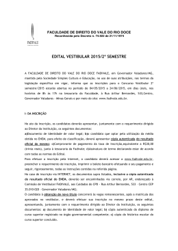 EDITAL VESTIBULAR 2015/2º SEMESTRE