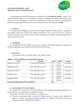 FACULDADE DE ROSEIRA &ndash; FARO PROCESSO SELETIVO