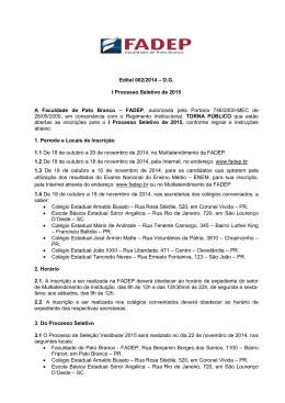 Edital 002/2014 &ndash; D.G. I Processo Seletivo de 2015 A