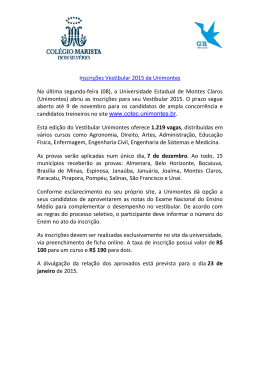 Inscrições Vestibular 2015 da Unimontes Na última segunda