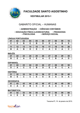 FACULDADE SANTO AGOSTINHO vESTIBULAR 2015-1