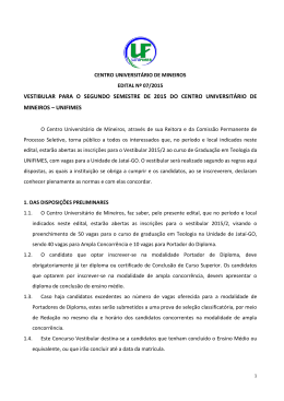 vestibular para o segundo semestre de 2015 do centro