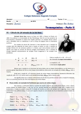 Termoquímica – Parte II - Colégio Salesiano Recife