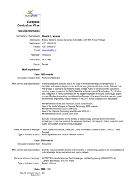 Europass Curriculum Vitae - Instituto Polit&eacute;cnico de Tomar