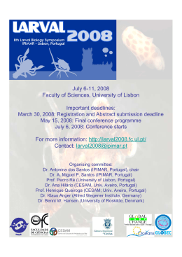 July 6-11, 2008 Faculty of Sciences, University of Lisbon Important