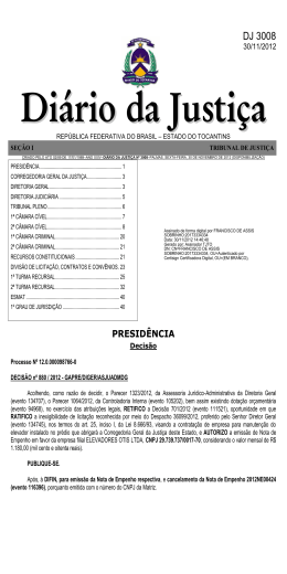 DJ 3008 - Tribunal de Justi&ccedil;a do Estado do Tocantins