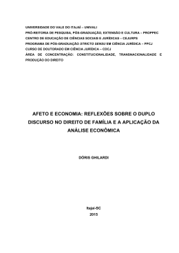 afeto e economia: reflex&otilde;es sobre o duplo discurso no