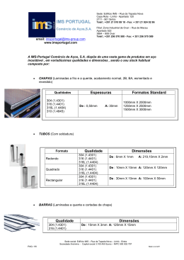 Espessuras Formatos Standard Qualidade