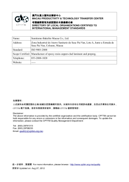 Name: Sumitomo Bakelite Macau Co., Ltd. Address: Zona Industrial