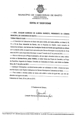 Edital e Condições Gerais de venda dos Lotes da Zona Industrial de