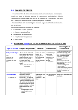 7.3 EXAMES DE FEZES: - Prefeitura de S&atilde;o Paulo