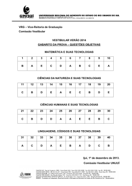 VRG – Vice-Reitoria de Graduação Comissão Vestibular