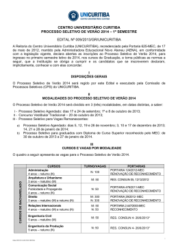 EDITAL N&ordm; 009/2013 - Processo Seletivo de Ver&atilde;o 2014