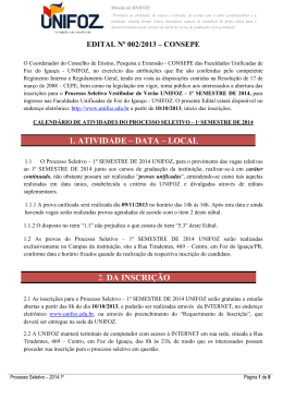 (Edital Processo Seletivo Ver&atilde;o 2014 ATUAL)