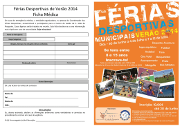 F&eacute;rias Desportivas de Ver&atilde;o 2014 Ficha M&eacute;dica
