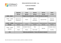 F&Eacute;RIAS DESPORTIVAS DE VER&Atilde;O &ndash; 2014 PLANO DE