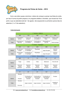 Programa de F&eacute;rias de Ver&atilde;o &ndash; 2014