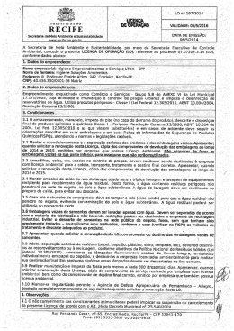 Licença de Operação - Higiene Soluções Ambientais