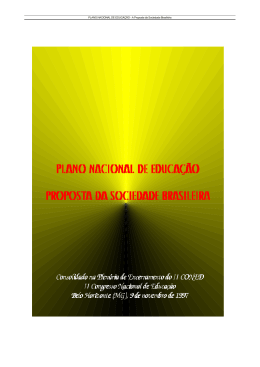 Plano Nacional de Educa&ccedil;&atilde;o: Proposta da Sociedade