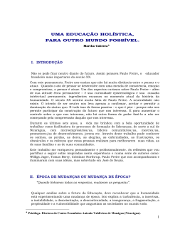 1 UMA EDUCAÇÃO HOLÍSTICA, PARA OUTRO