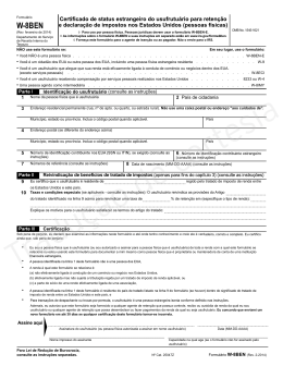 Formul&aacute;rio IRS W-8BEN e Instru&ccedil;&otilde;es
