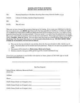 Parents/ Guardians of Students Entering Elementary Schools